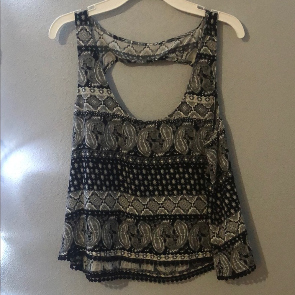 Black Paisley Crop Top
